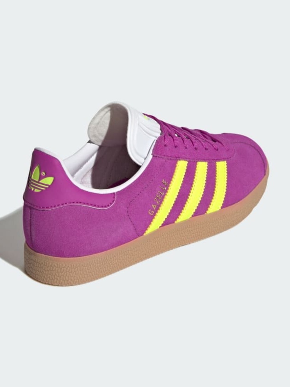 Adidas Originals Gazelle Suede Shoes Sz 7.5 Purple Yellow Stripe Sneakers - Picture 3 of 16